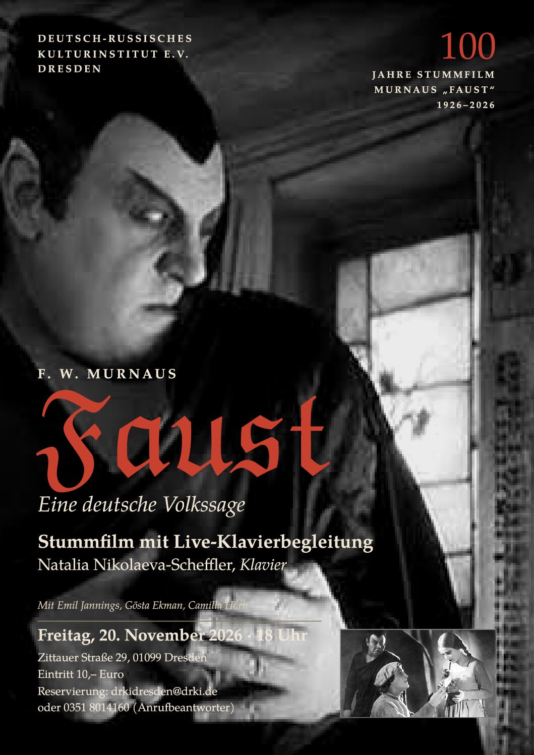 Faust – Stummfilm mit Live-Klavierbegleitung Natalia Nikolaeva-Scheffler, Klavier